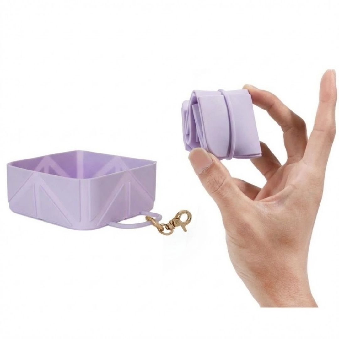 קערת סיליקון מתקפלת לאוכל ומים לכלב סגול לילך