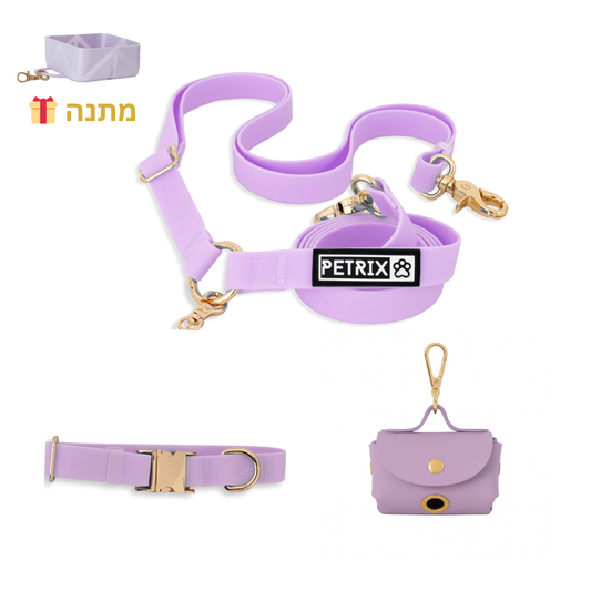רצועה ללא ידיים + קולר הסט מלא | סגול לילך