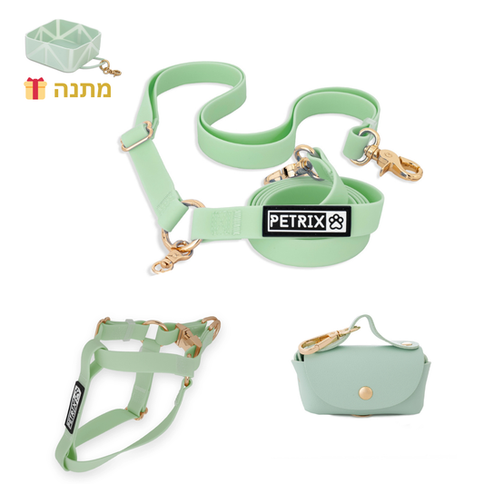 רצועה ללא ידיים + רתמה הסט מלא | ירוק פיסטוק