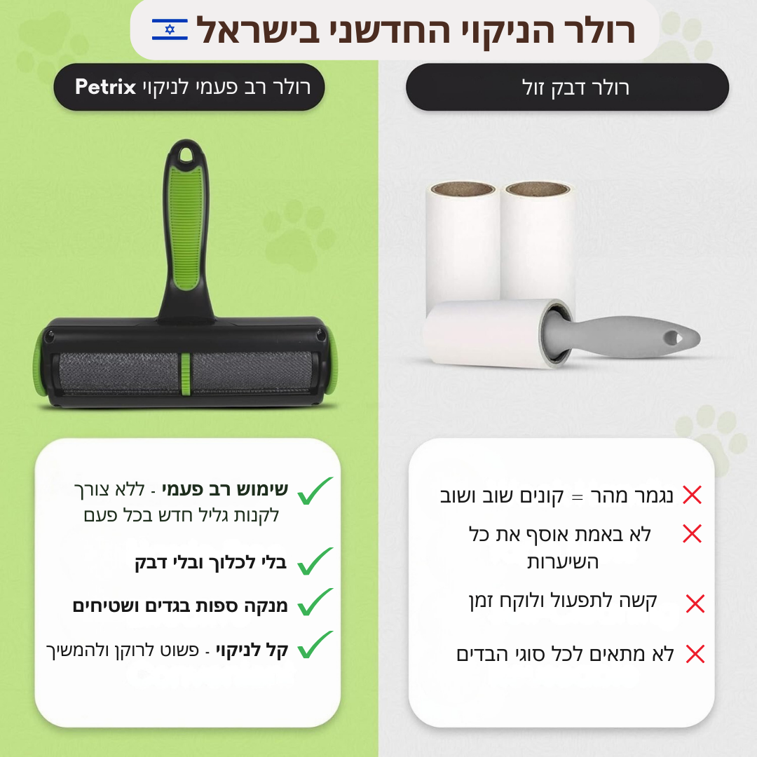 רולר לניקוי שיערות ופרווה | רב פעמי