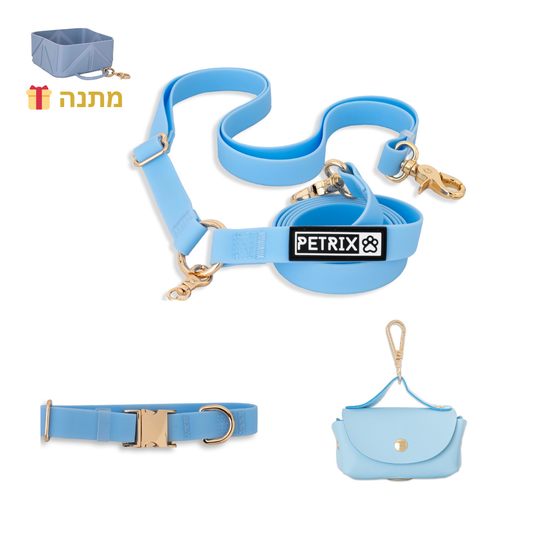רצועה ללא ידיים + קולר הסט המלא | כחול אוקיינוס