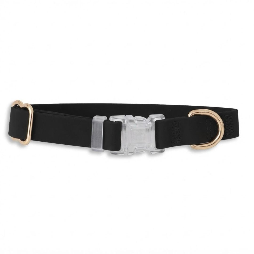 רצועת כלבים ללא  ידיים + קולר הסט מלא | שחור חלק