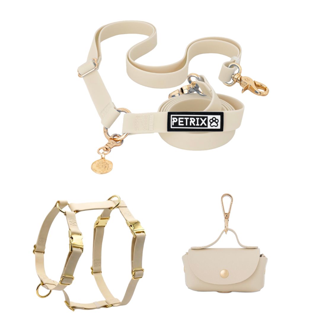 רצועה ללא ידיים + רתמה הסט המלא  | בז