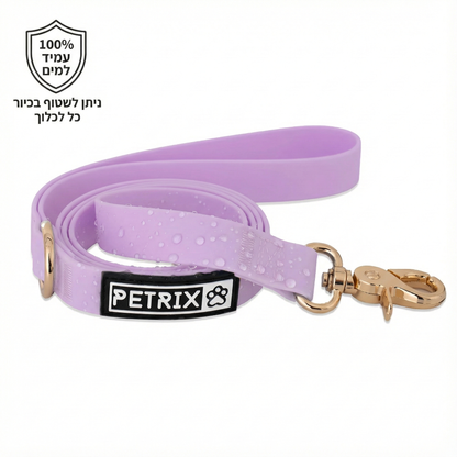רצועה לכלבים גדולים  1.2 מטר + מפצל לשני כלבים | סגול