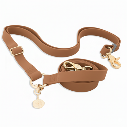 רצועה ללא ידיים + קולר הסט מלא | חום קלאסי