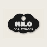 תג שם וטלפון לכלב Cloud בצבע Midnight, שחור עם טקסט לבן