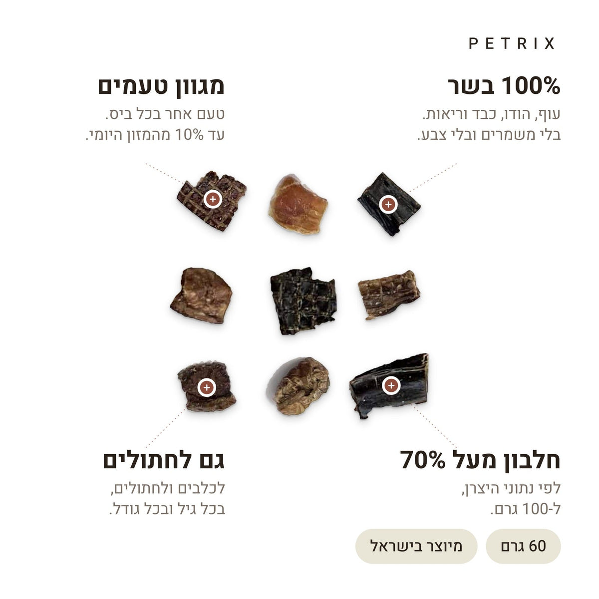 חטיפי אילוף מיקס טעמים לכלבים – 100% בשר